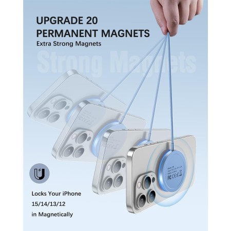 Magnetic Wireless Apple Mag-Safe Charger for iPhone 15/14/13/12 Series, AirPods 3/2/Pro - LED Magnet Pad With Dual Charging