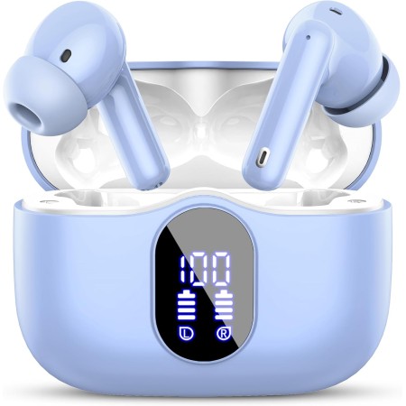 Wireless Earbuds, Bluetooth 5.3 Headphones Bass Stereo, Ear Buds with Noise Cancelling Mic LED Display, IP7 Waterproof in Ear