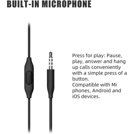 Xiaomi Mi in-Ear Headphones Basic, Piston in-Ear Headphones Earphones Earbuds Headset with Remote & Mic, Black