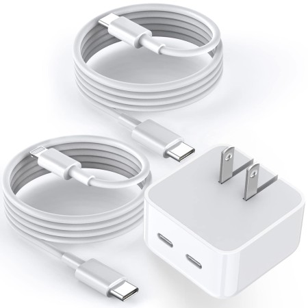 iPhone 15 Charger, 40W Fast Dual USB C Charger Adapter[MFi Certified] 2Port Apple Charger Foldable Plug with 2Pcs USB-C to